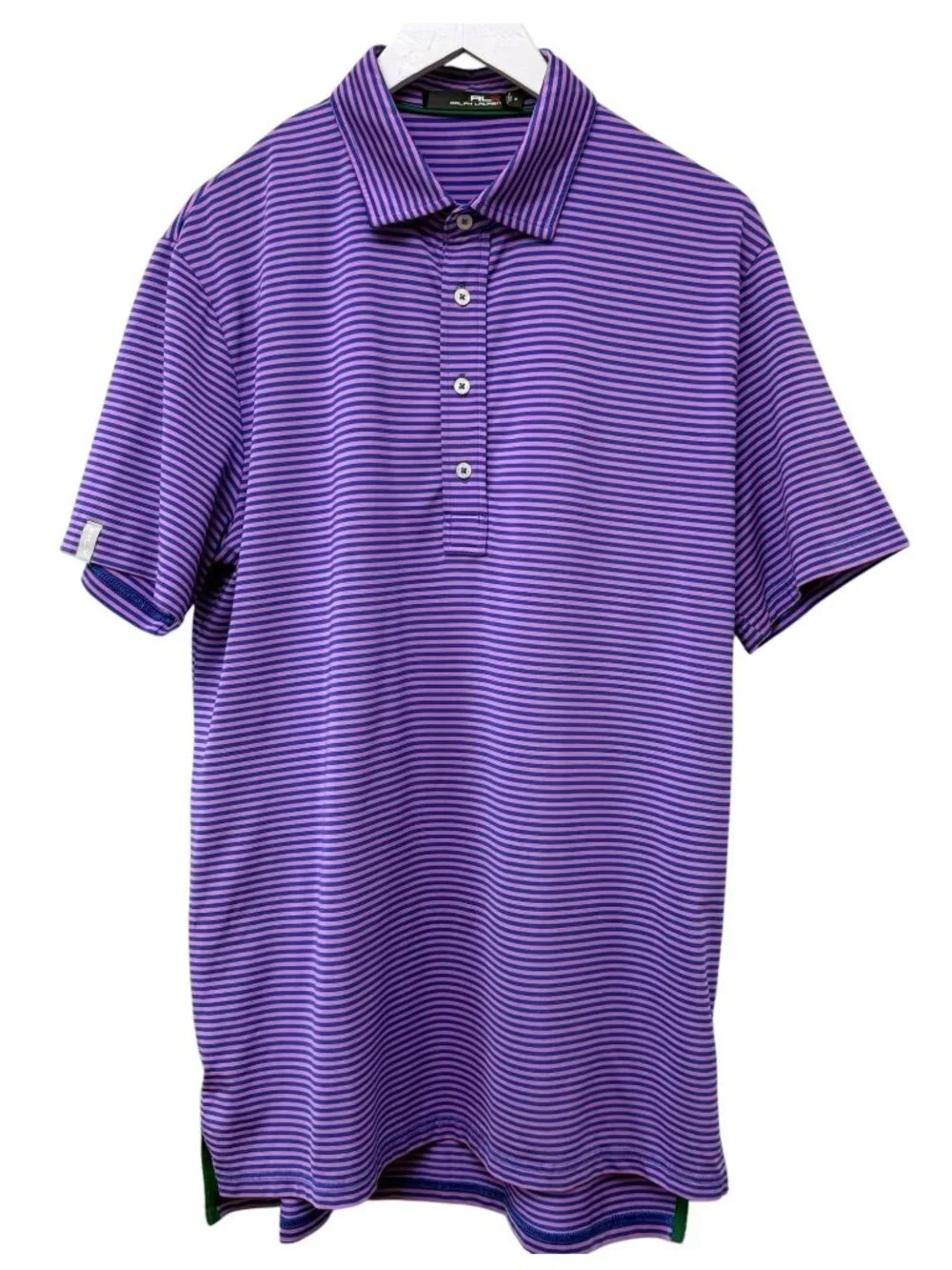Ralph Lauren RLX Polo Golf Shirt Men's Medium Blue Purple Stripe Performance